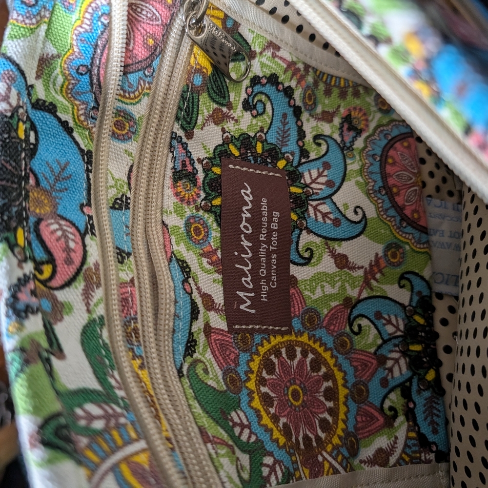 Colorful Floral Crossbody Bag Malirona multi-coloured floral canvas tote bag - Picture 4 of 6